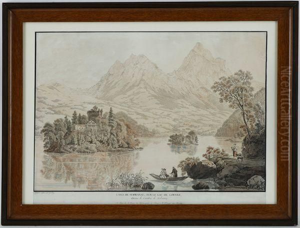 L'isle De Schwanau Sur Le Lac De Lowerz Et Altdorf Et Sesenvirons Oil Painting by Gabriel I Lory