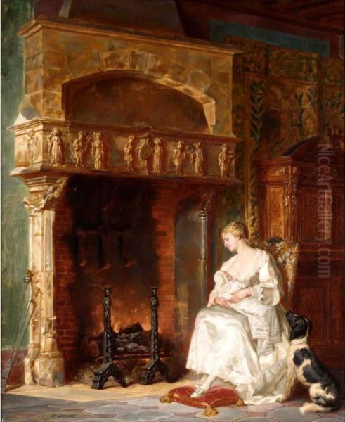 By The Fire Oil Painting by Thomas Losik