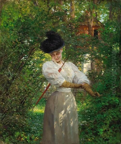 An Afternoon Stroll Oil Painting by Heinrich Lossow