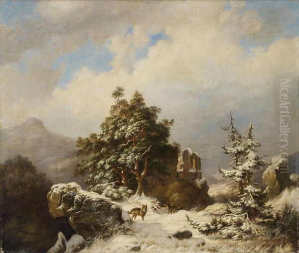 Winterlandschaft Mitruine Und Wolfen Oil Painting by Henry Lot