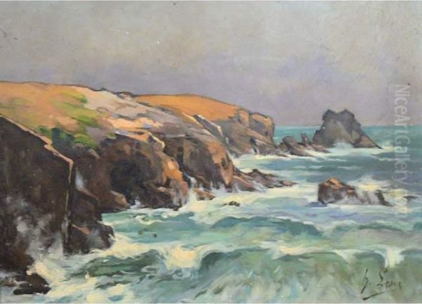 Port Pigeon A St Pierre De Quiberon Oil Painting by Henry Lot