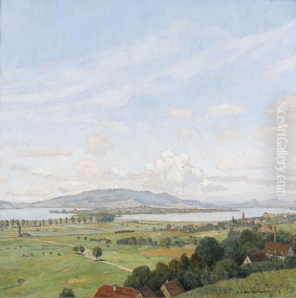 Sommerliche Ansicht Der Insel Reichenau Oil Painting by Heinrich Lotter