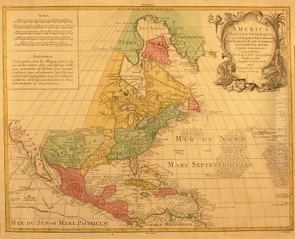 America Septentrionalis, Concinnata Juxta Observationes Dnn Academiae Regalis Scientrarum Oil Painting by Tobias Konrad Lotter