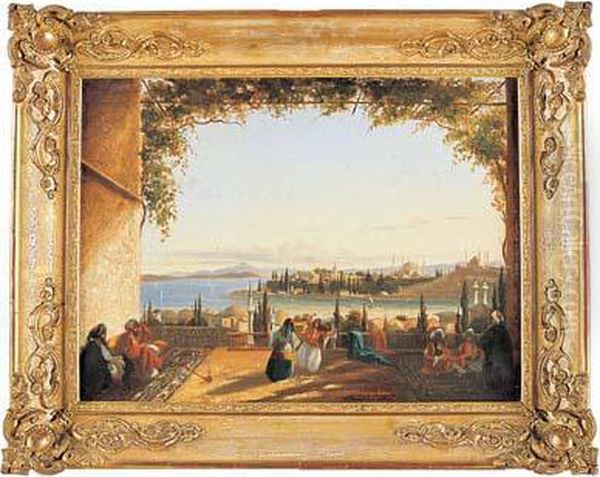 vue De Constantinople Oil Painting by Pierre Victor Lottin De Laval