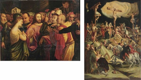 Christ And The Woman Taken In Adultery Oil Painting by Lorenzo Lotto