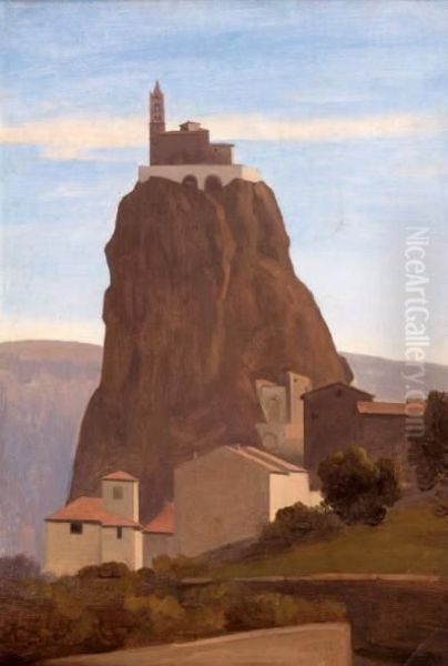 Vue De La Chapelle Saint-michel D'aiguille Au Puy-en-velay Oil Painting by Emile Loubon