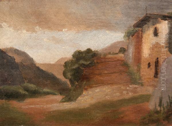 Paysage Italien. Oil Painting by Emile Loubon