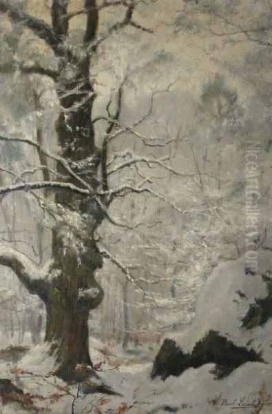 Chene Sous La Neige Oil Painting by Paul Louchet