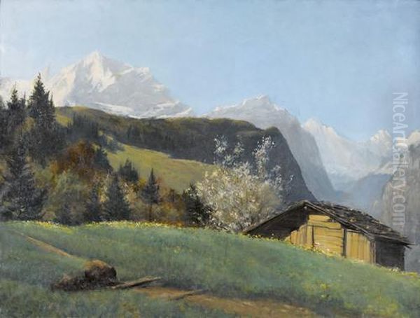 Fruhlingspartie Mit Jungfrau Von Wengen Aus Oil Painting by Paul Louchet