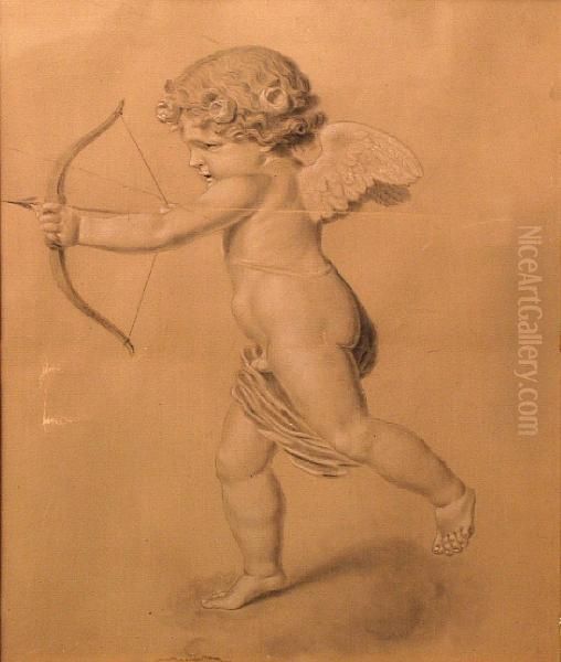 Cupid Aiming His Bow And Arrow Oil Painting by Antoine Honore Louis Boizot