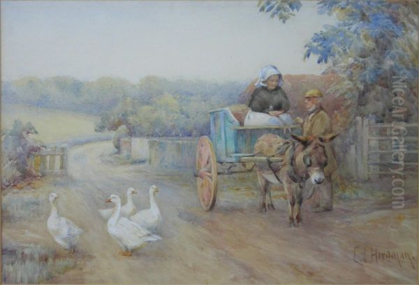 Bargaining Geese, Michaelmas Oil Painting by Emma Louise Hardman