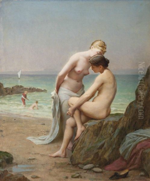 Secrets On The Shore Oil Painting by Jacques J. Leopold Loustau