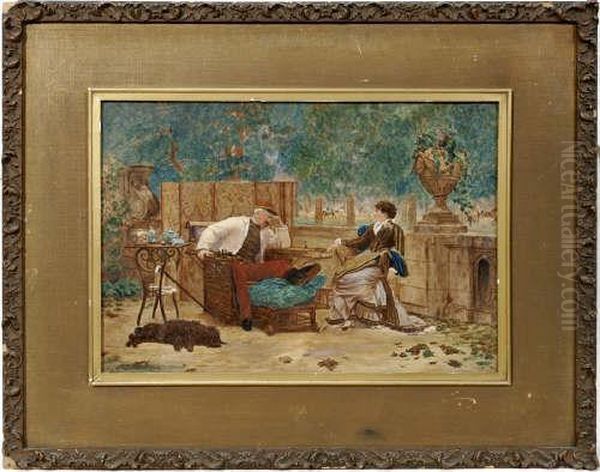 Watercolor Oil Painting by Auguste Louis Georges Loustanau