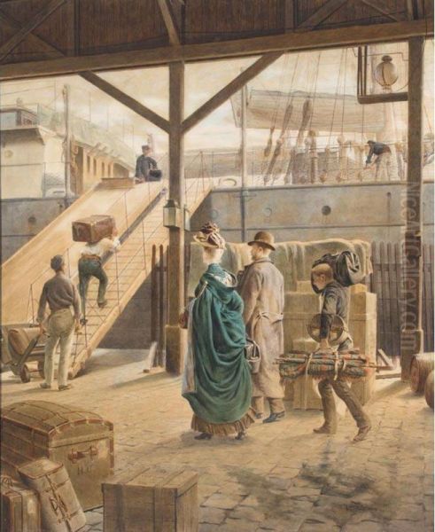 Embarquement Pour New York Oil Painting by Auguste Louis Georges Loustanau