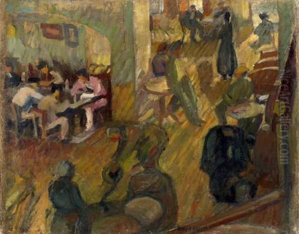 Le Cafe Oil Painting by Maurice Albert Loutreuil