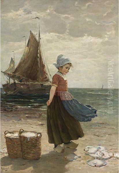 A Volendam Girl Oil Painting by Edmond Louyot