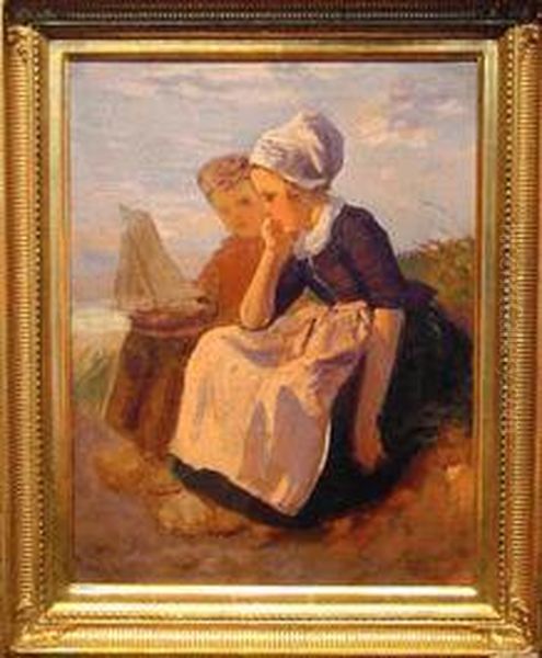 The Toy Sailboat Oil Painting by Edmond Louyot