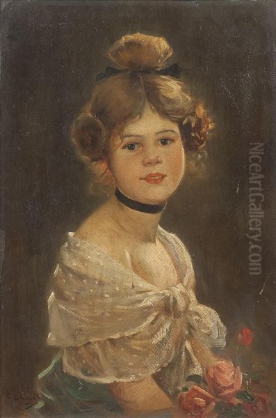 Portrait Einer Jungen Dame Oil Painting by Edmond Louyot