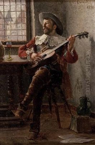 Ein Frohlicher Musikant Oil Painting by Edmond Louyot