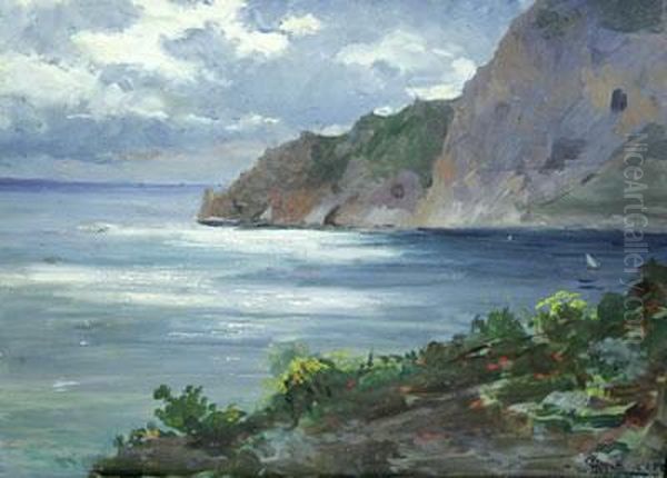 Capri Oil Painting by August Lovatti