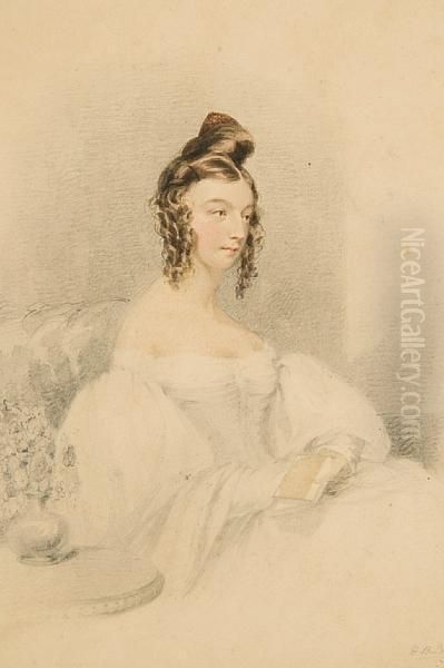 Portrait Of An Early 19th Century Lady Oil Painting by Horace Beevor Love