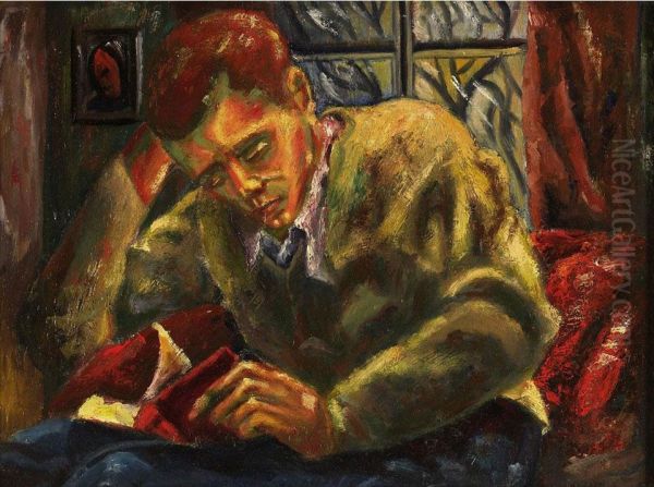 Man Reading Oil Painting by Kenneth Loveless