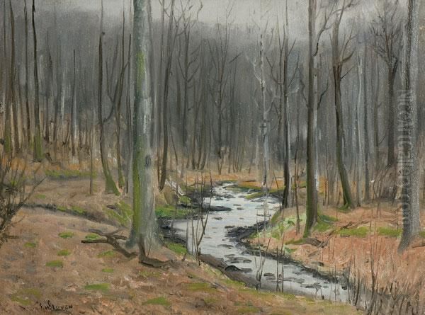 Early Spring Landscape Oil Painting by Frank W. Loven