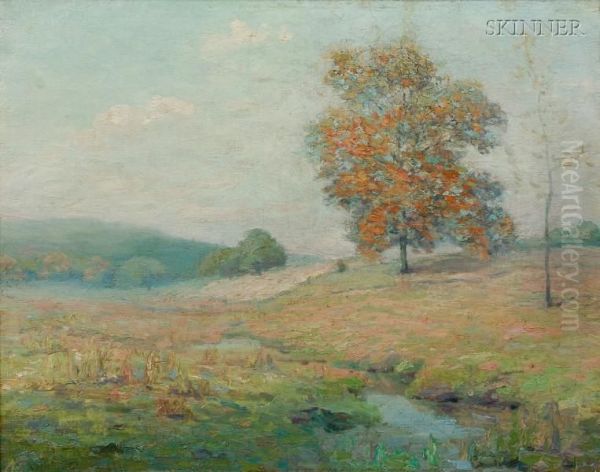 Autumn Field Oil Painting by Frank W. Loven