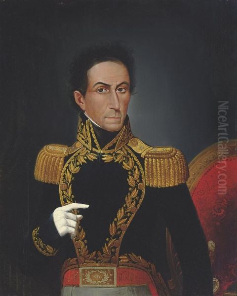 Portrait Of Simon Bolivar Oil Painting by Juan Lovera