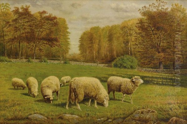 Grazing Sheep Oil Painting by Clinton Loveridge