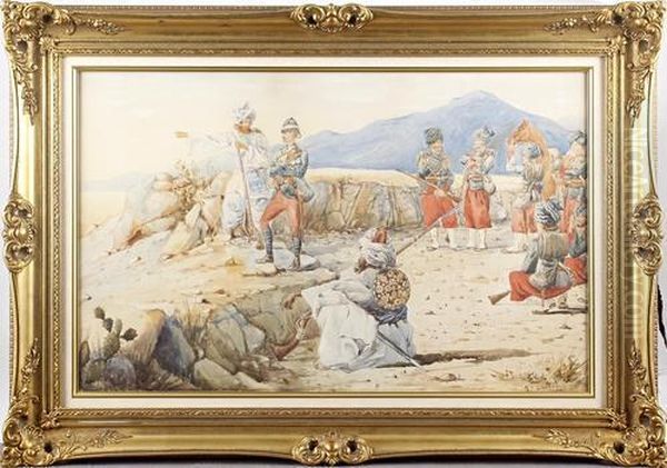 A Patrol On The North West Frontier Oil Painting by Alfred Crowdy Lovett