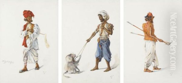 A Collection Of Twelve Watercolours Of Indian Subjects Oil Painting by Alfred Crowdy Lovett