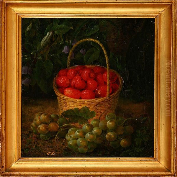 Strawberries In A Basket Oil Painting by Christine Marie Lovmand