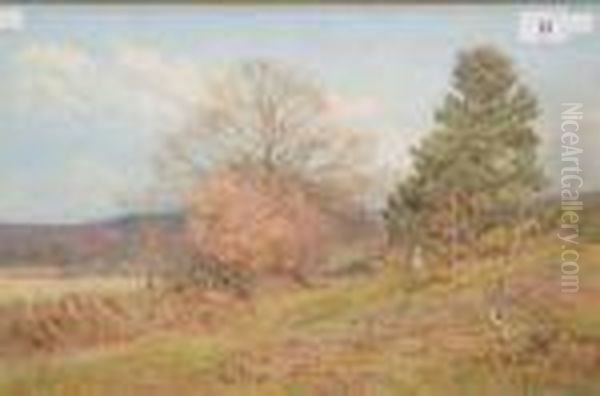 Landscape Withfemale Figure Walking Oil Painting by Charles Low