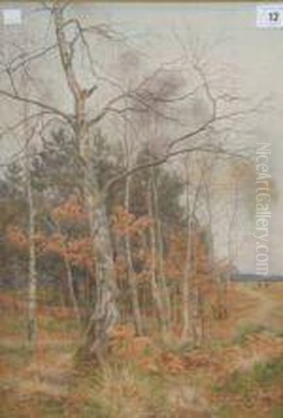 Landscape Withcopper Beech Oil Painting by Charles Low