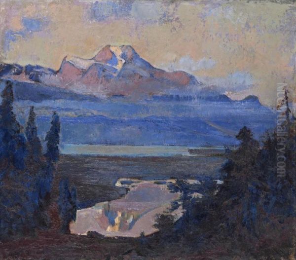 View On Piz Margna (engadin) Oil Painting by Rudolf Low