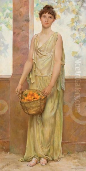 Basket Of Oranges Oil Painting by Will Hicock Low