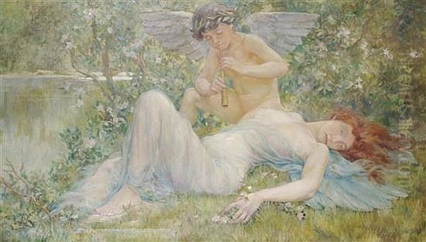 Cupid And Danae Oil Painting by Will Hicock Low