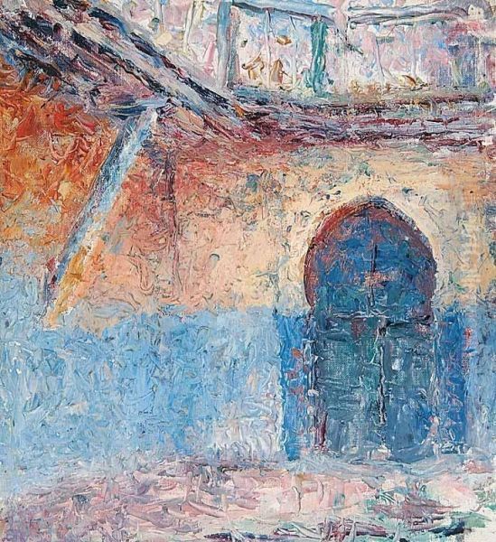 Untitled - Moorish Courtyard Oil Painting by Edward S. Lowe