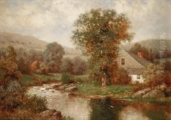 New England Landscape Oil Painting by Milton H. Lowell