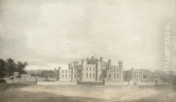 Lowther Castle, Cumbria Oil Painting by Mary, Lady Lowther