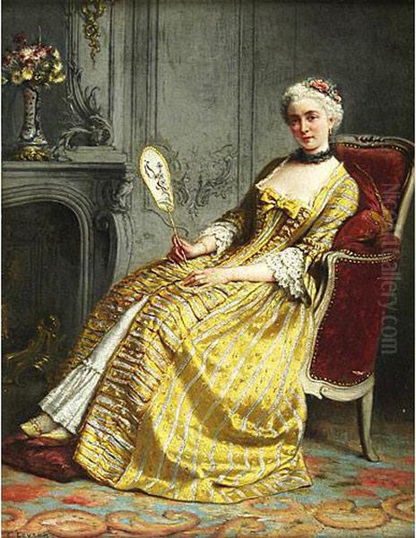 Gentildonna In Un Interno Oil Painting by Charles Antoine Joseph Loyeux