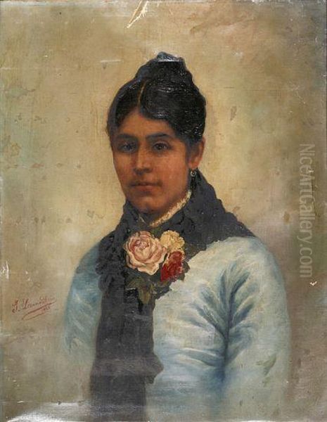 Una Joven Con Panoleta Oil Painting by Jose Lozano Arias