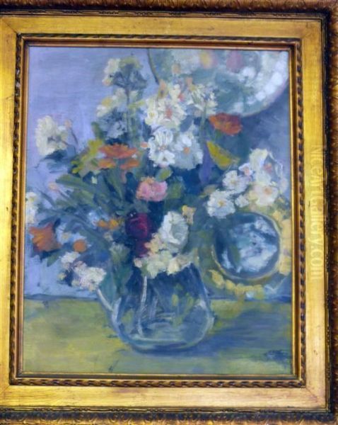 Still Life Of Flowers In A Vase Oil Painting by Lowes Dalbiac Luard