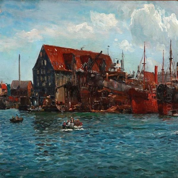 Kobenhavns Flydedok Oil Painting by Holger Peter Svane Lubbers