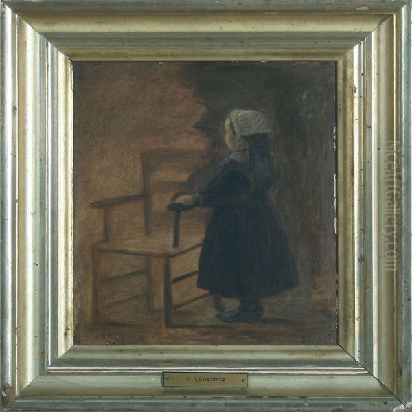 Girl By A Chair Oil Painting by John L. Lubschitz