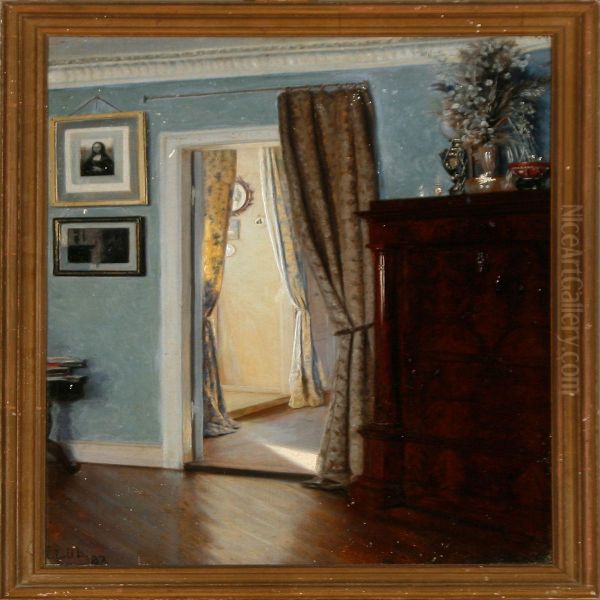 An Interior Oil Painting by John L. Lubschitz