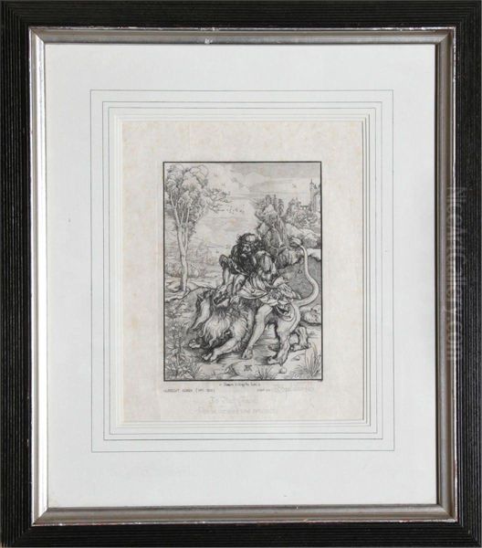 Samson Killing Lion Oil Painting by Albert Durer Lucas