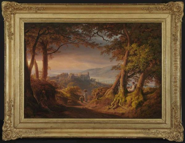 Blick Auf Das Heidelberger Schloss. Oil Painting by August Lucas