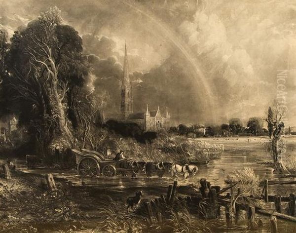 The Rainbow, Salisbury Cathedral Oil Painting by David Lucas